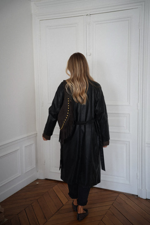 Penelope noir - Manteau en cuir