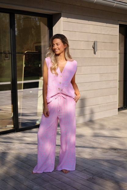 Vincent rose - Pantalon vichy