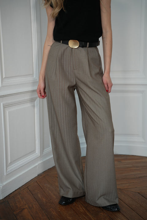 Léonard taupe - Pantalon droit