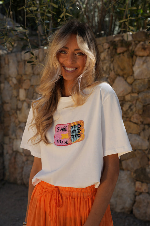 Sali blanc - T-shirt perlé