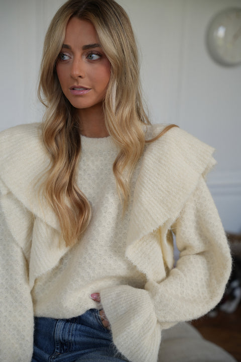 Cintia beige - Pull volanté