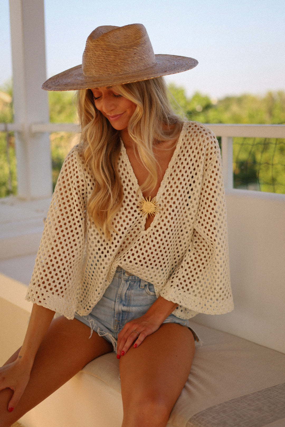 Simon beige - Blouse crochet