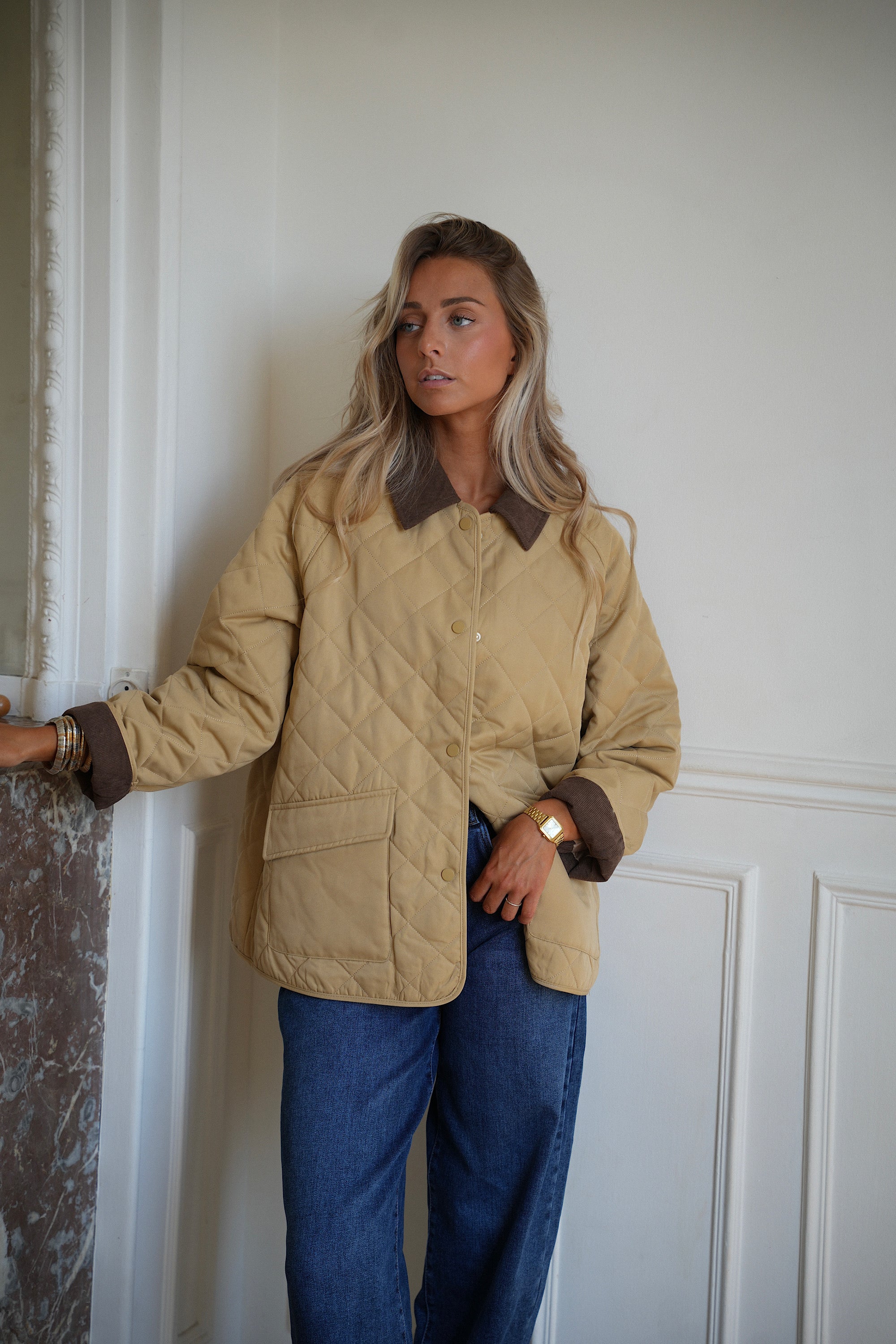 Franny beige - Veste matelassée