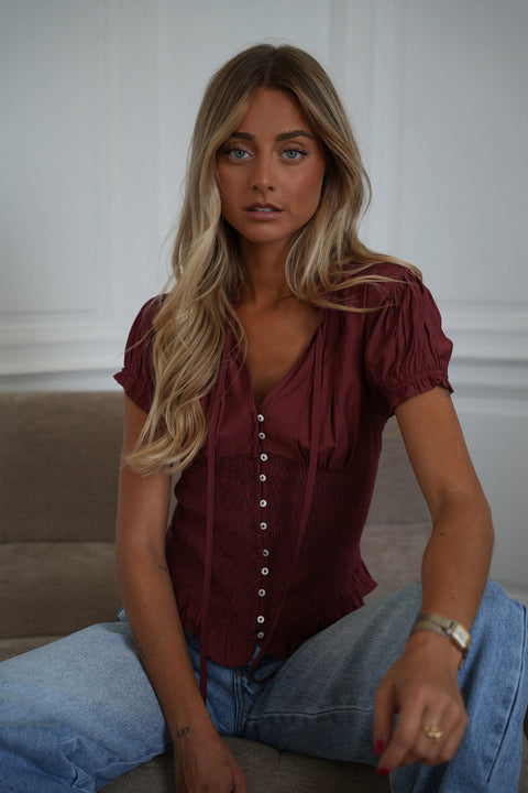 Maud terracotta - Top smocké