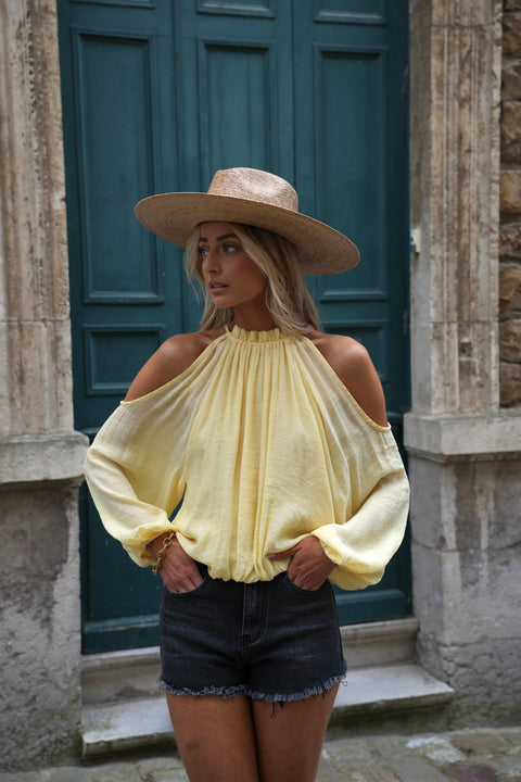 Karole jaune - Blouse ajourée