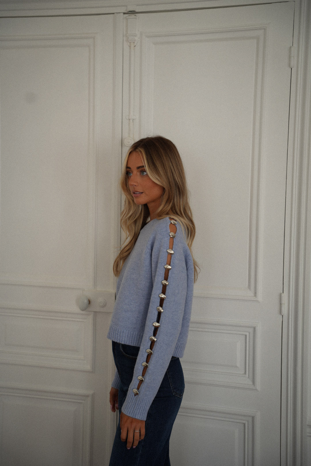Charlotte bleu - Pull ajouré