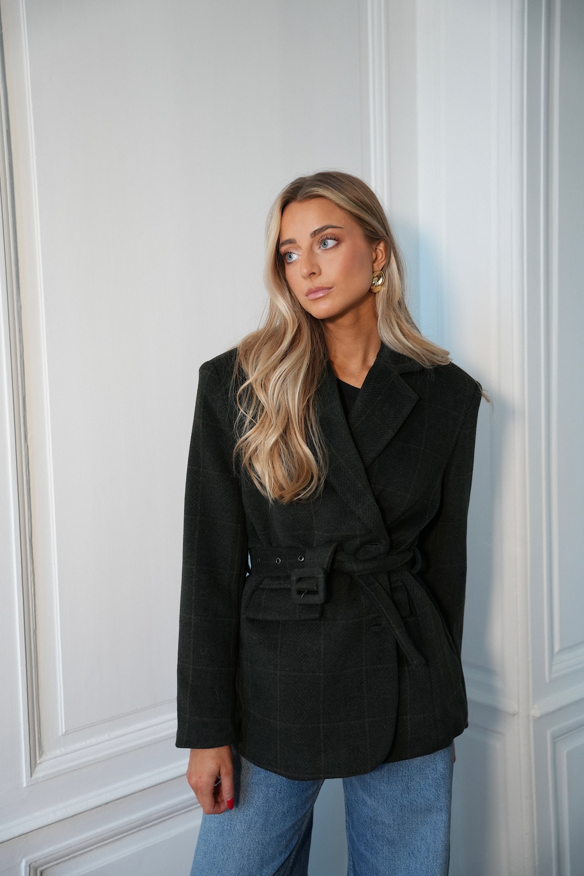 Olivia vert sapin - Veste blazer en laine