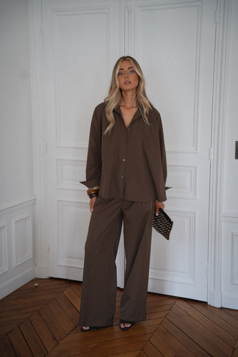 Meryam chocolat - Pantalon ample