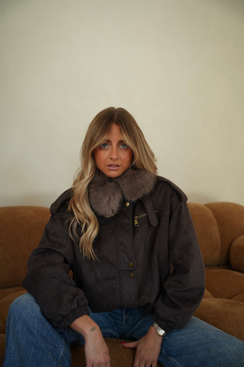 Coline chocolat - Manteau fourré