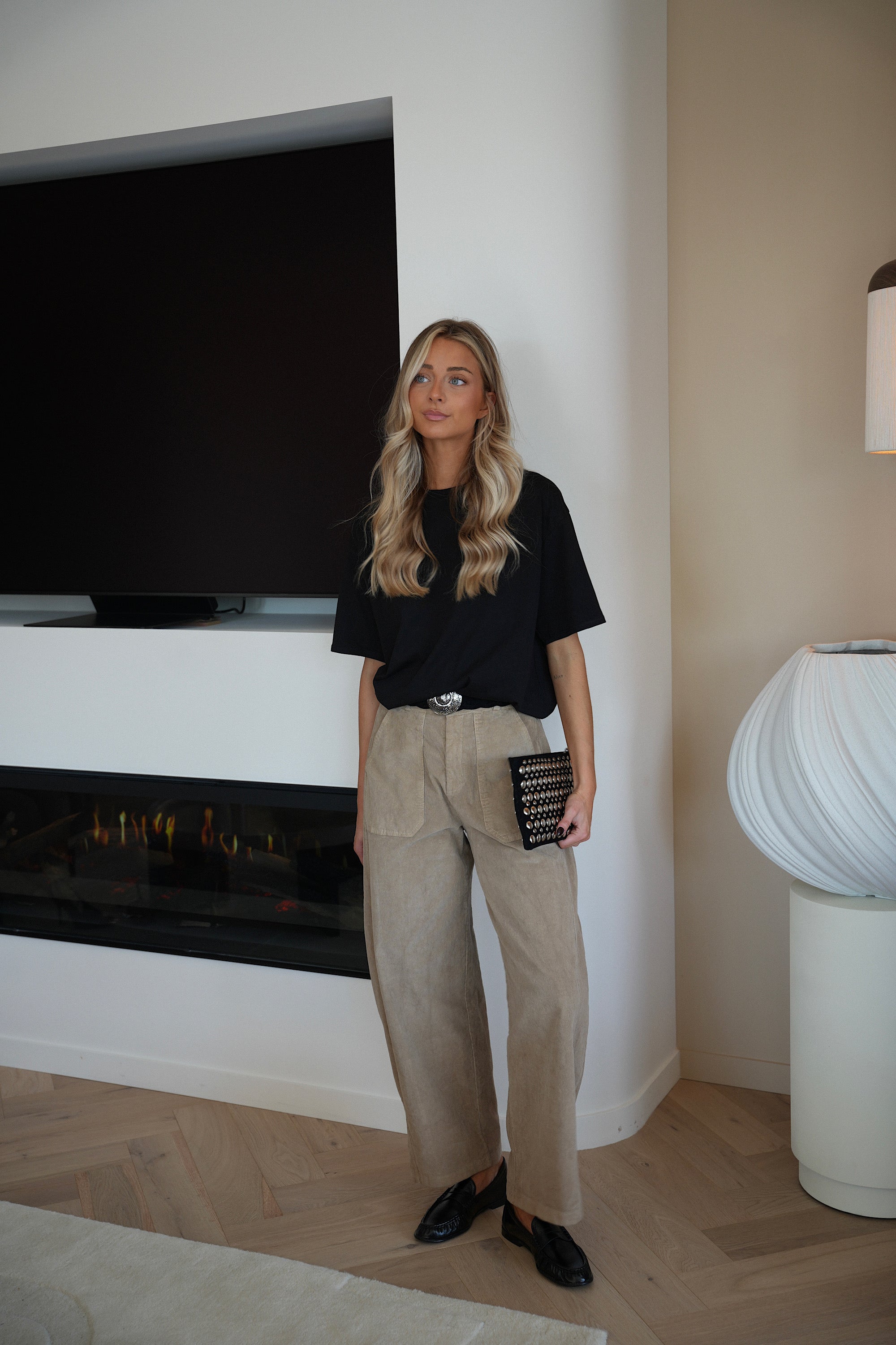 Elly beige - Pantalon velours