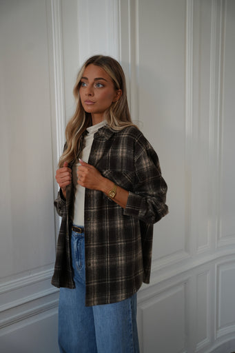 Cassy chocolat - Chemise à carreaux