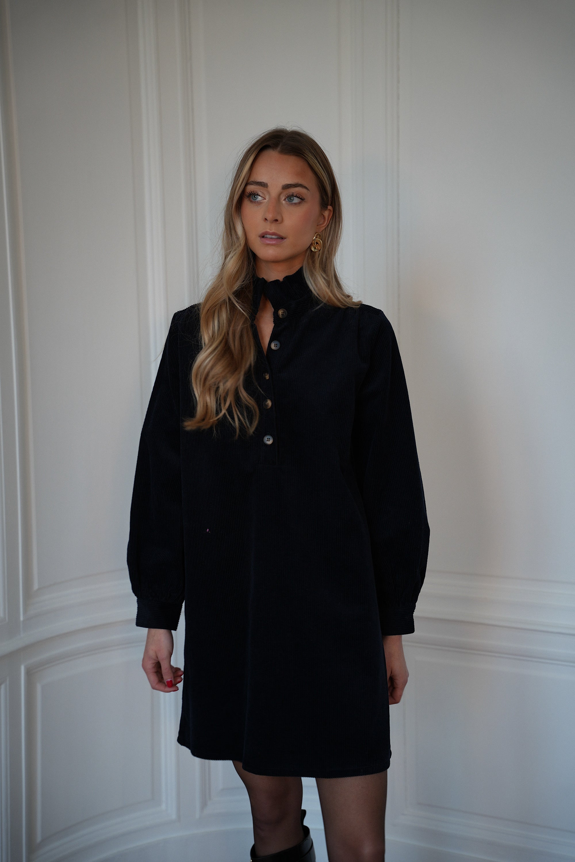 Cristelle marine - Robe en velours