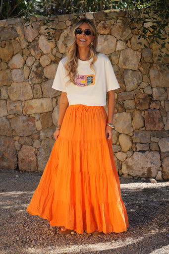 Chloé orange - Jupe longue