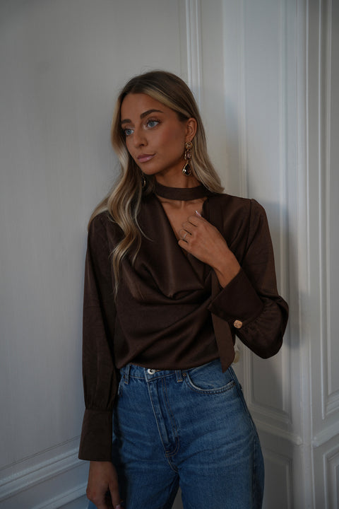 Sandra chocolat - Blouse fluide