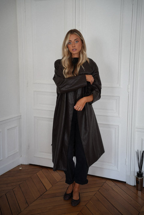 Penelope chocolat - Manteau cuir
