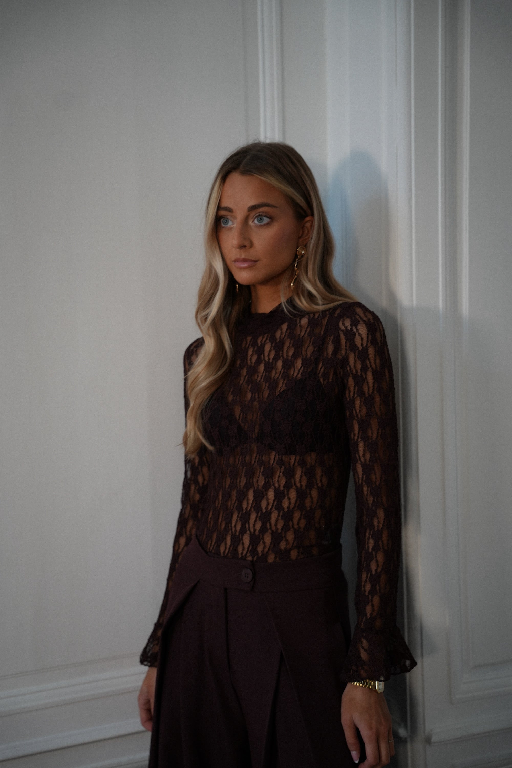 Eveline prune - Blouse en dentelle