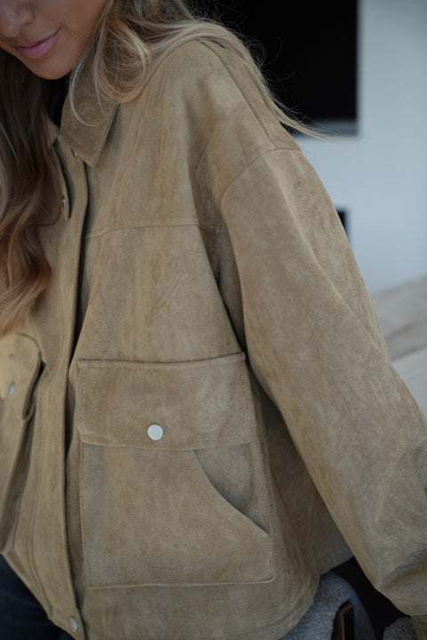 Rebeca beige - Veste suédée