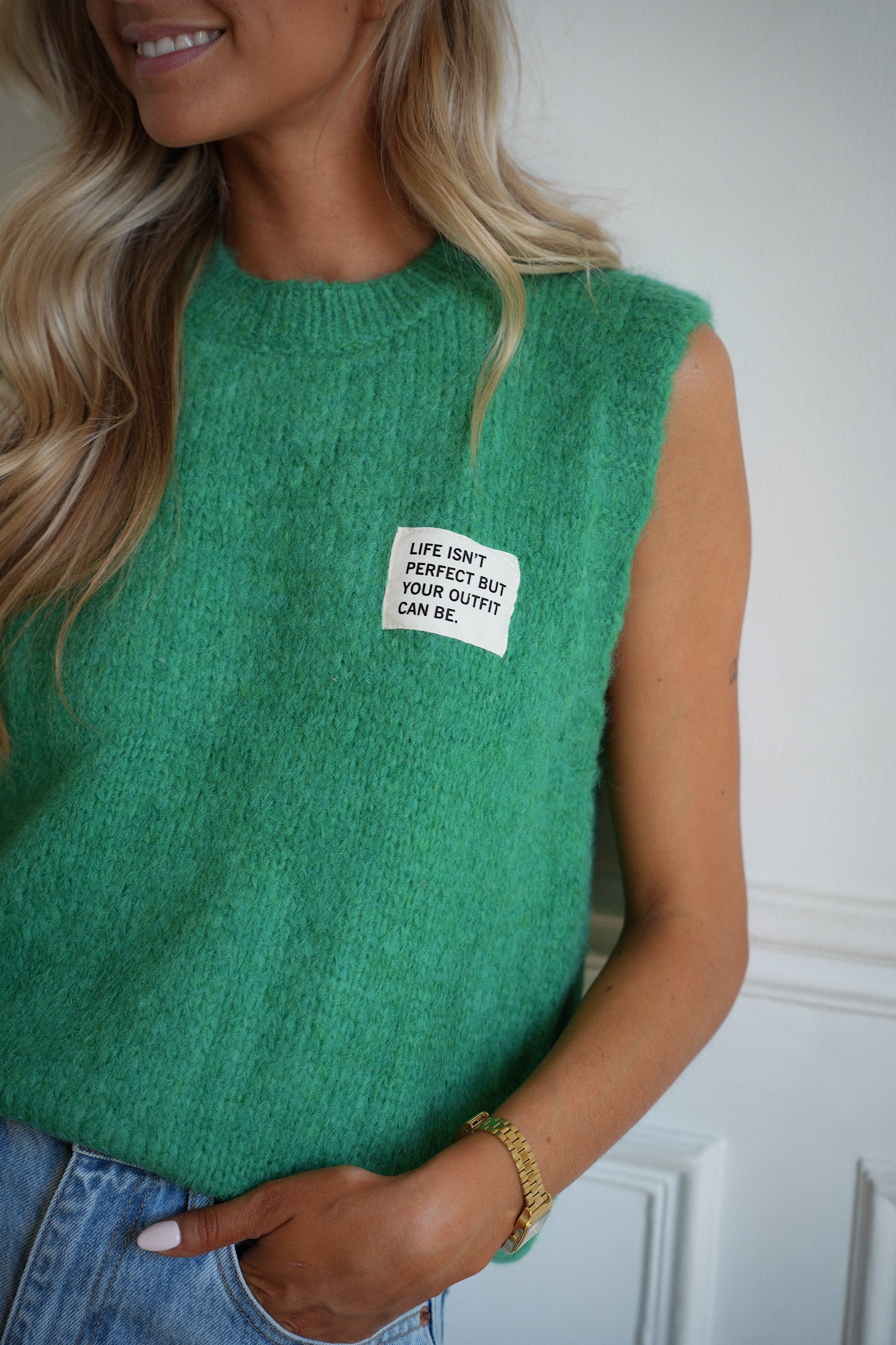 Sanna vert - Pull sans manches