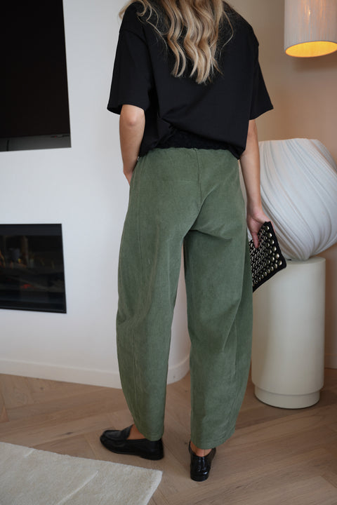 Elly kaki - Pantalon velours