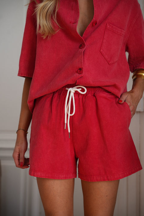 Ezra rouge - Short en jean