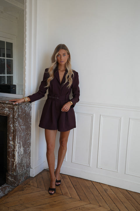 Eleana prune - Combishort ceinturée