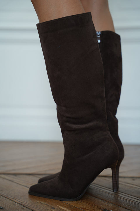 Ofelie chocolat - Bottes à talons