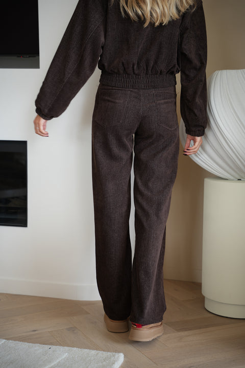 Naolan chocolat - Pantalon droit
