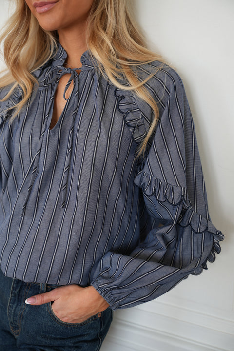 Loannie marine - Blouse rayée