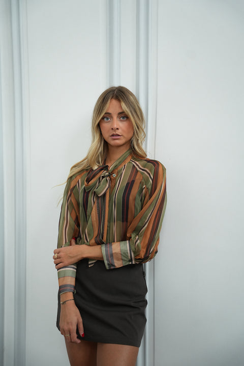 Anissa kaki - Blouse rayée
