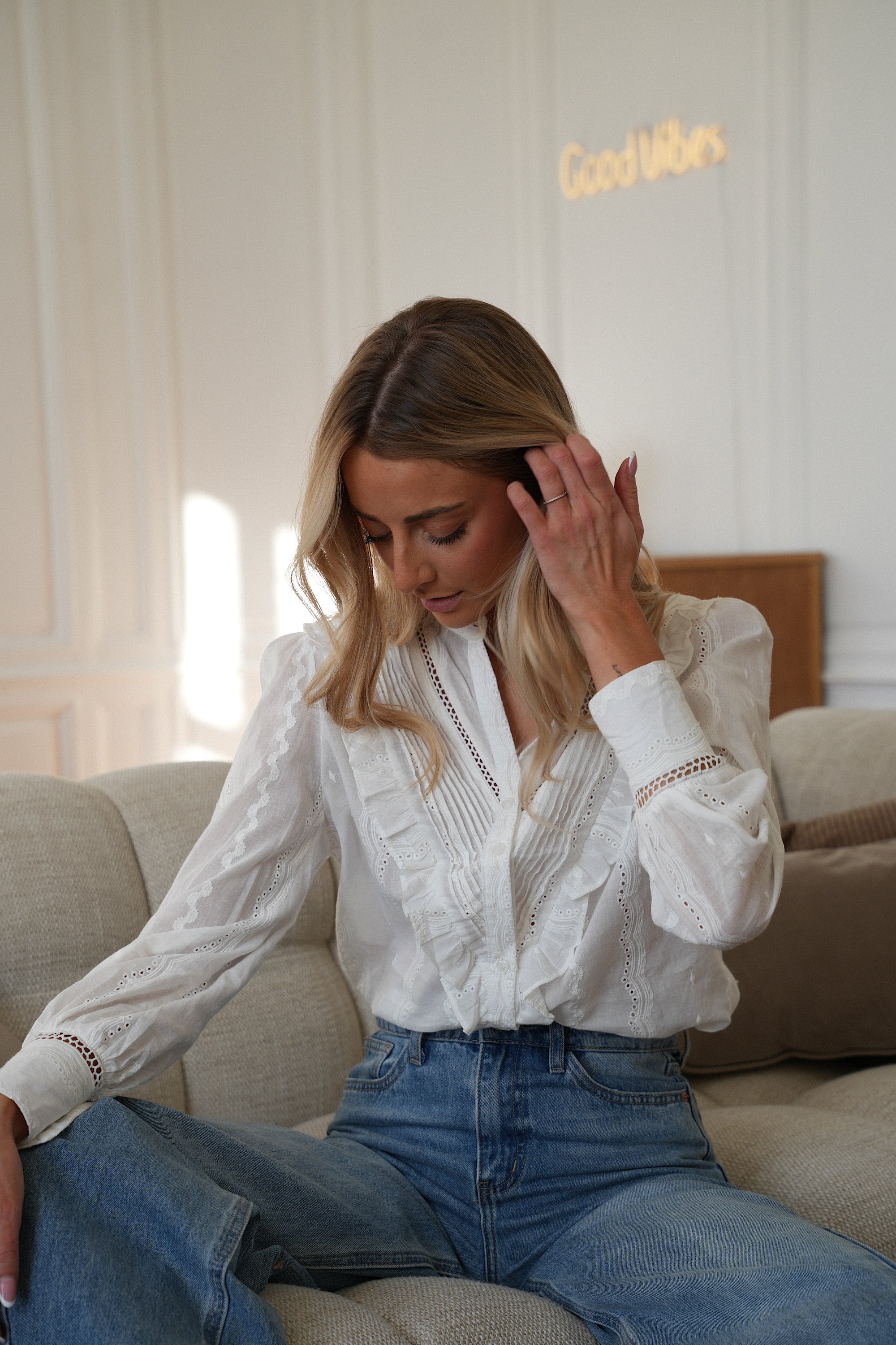 Orlane blanche - Chemise brodée