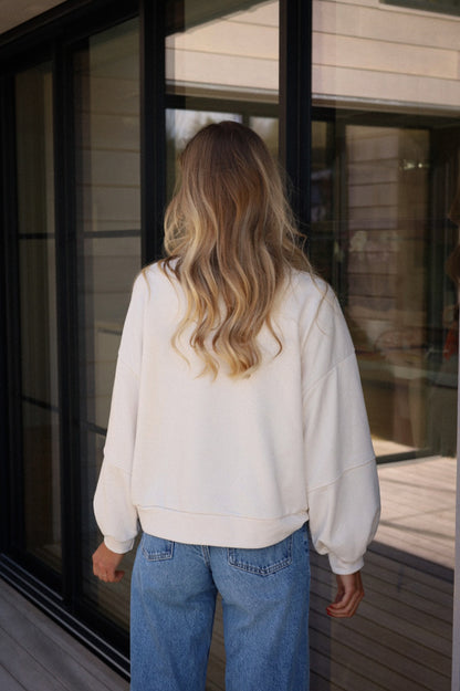 Niels crème - Sweat-shirt brodé