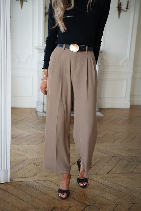 Salomé taupe - Pantalon fluide