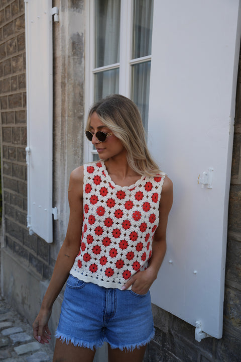 Emery rouge - Top crochet