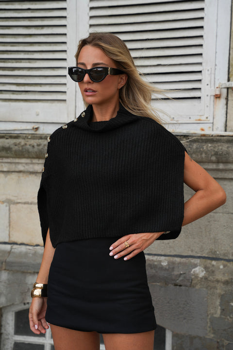 Linne noir - Pull cape
