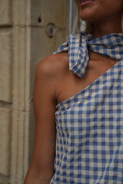 Pearl bleue - Blouse vichy