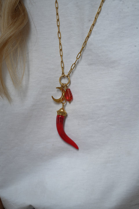 Laurel rouge - Collier acier