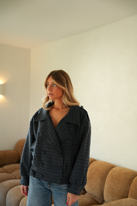 Bloom marine - Veste à carreaux