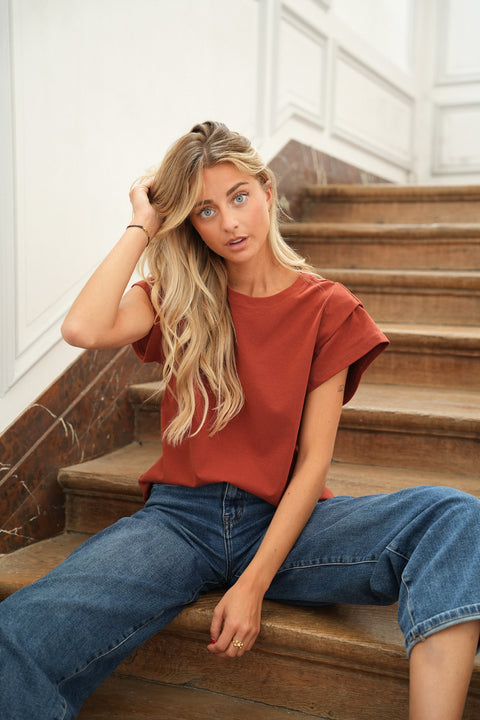 Lizo terracotta - T-shirt col rond