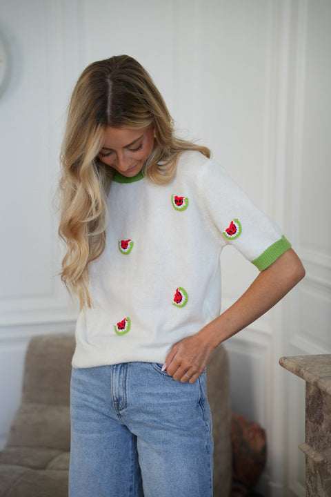 Maé vert/blanc - Pull pastèques