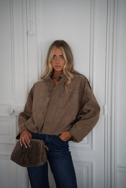 Delfine taupe - Veste suédée