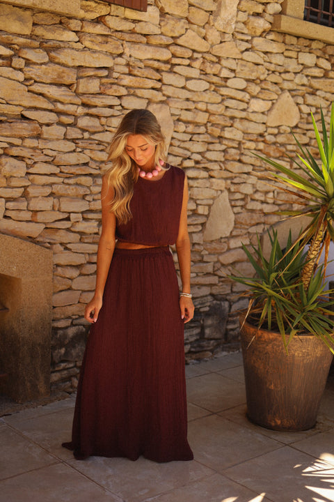 Lauria prune - Ensemble jupe et top