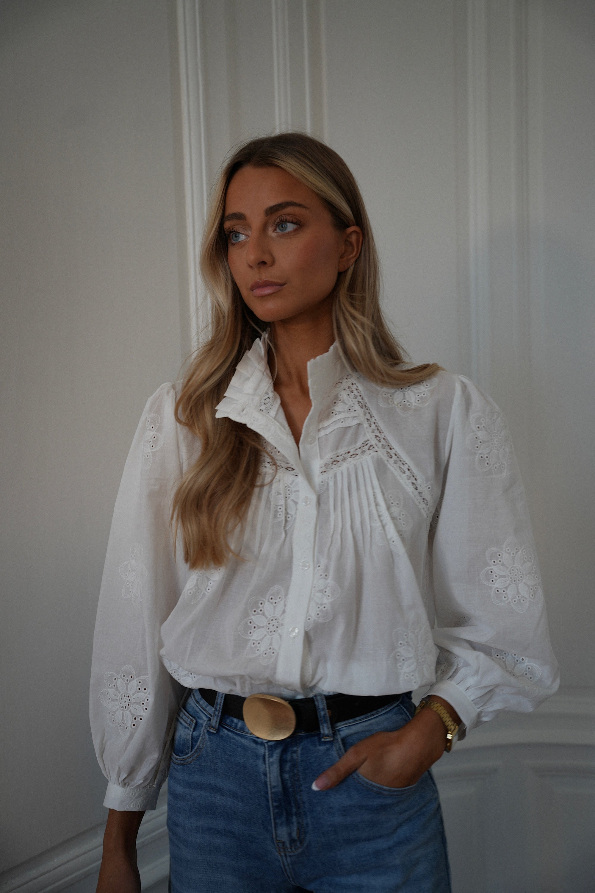 Safia blanche - Blouse brodée