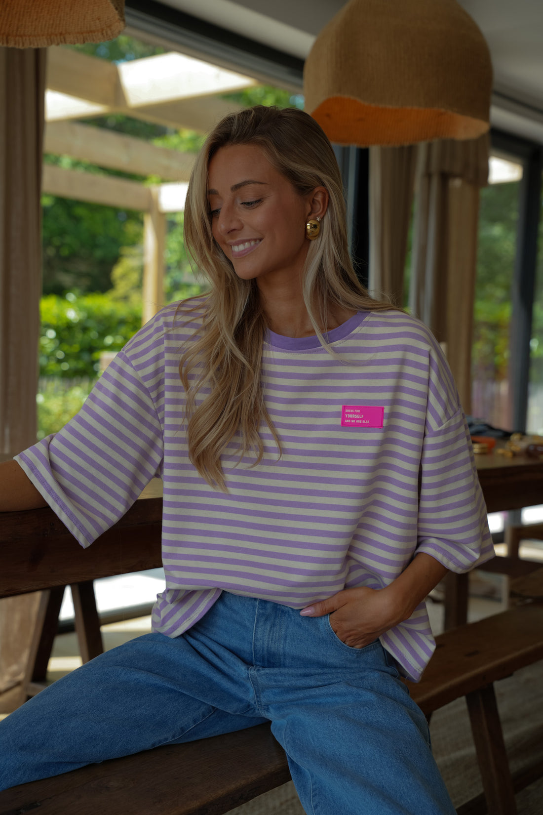 Tony violet - T-shirt rayé