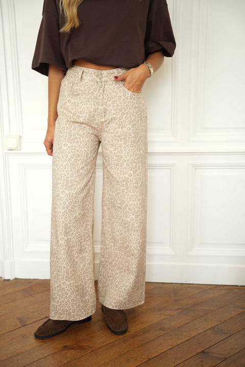 Louisa beige - Jean léopard