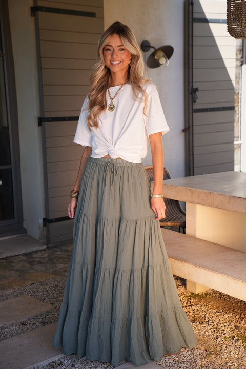 Chloé kaki - Jupe longue