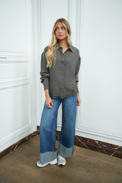 Maxine grise - Chemise rayée