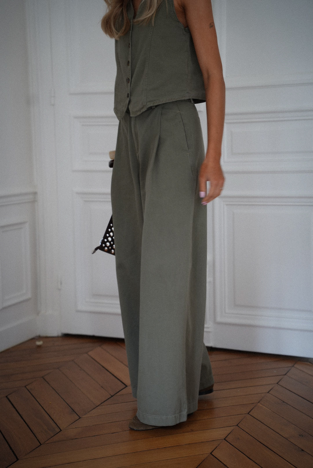 Yasmine kaki - Pantalon ample