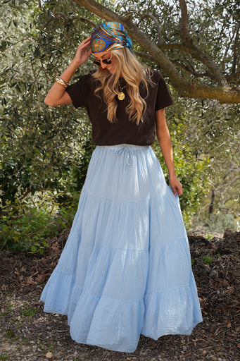 Chloé bleue - Jupe longue