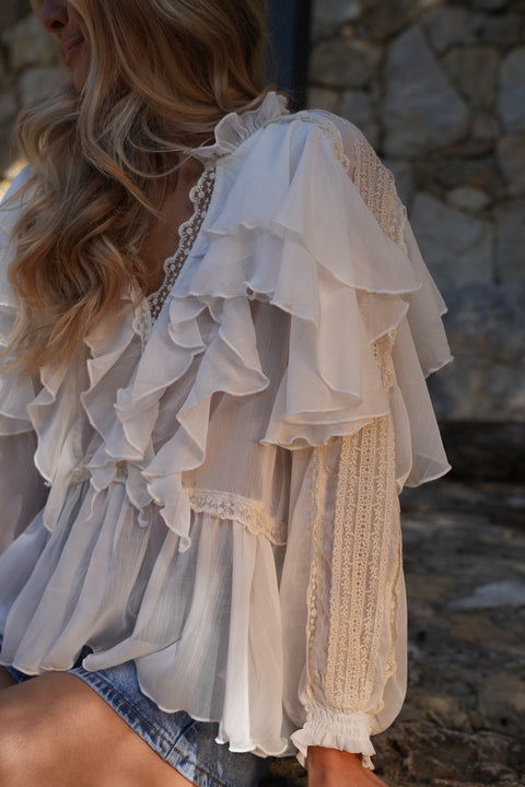 Laurette crème - Blouse fluide