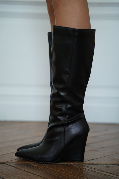 Enora noires - Bottes en similicuir